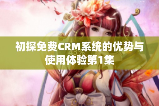 初探免费CRM系统的优势与使用体验第1集