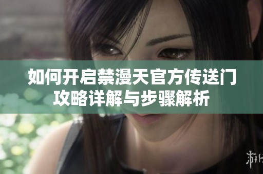如何开启禁漫天官方传送门攻略详解与步骤解析