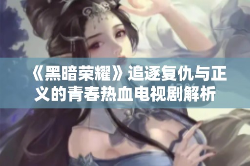 《黑暗荣耀》追逐复仇与正义的青春热血电视剧解析