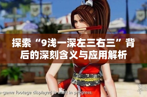 探索“9浅一深左三右三”背后的深刻含义与应用解析
