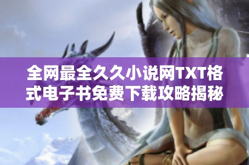 全网最全久久小说网TXT格式电子书免费下载攻略揭秘