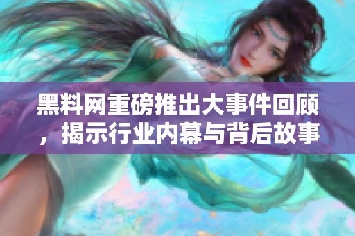 黑料网重磅推出大事件回顾，揭示行业内幕与背后故事