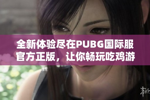 全新体验尽在PUBG国际服官方正版，让你畅玩吃鸡游戏