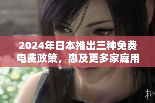2024年日本推出三种免费电费政策，惠及更多家庭用户