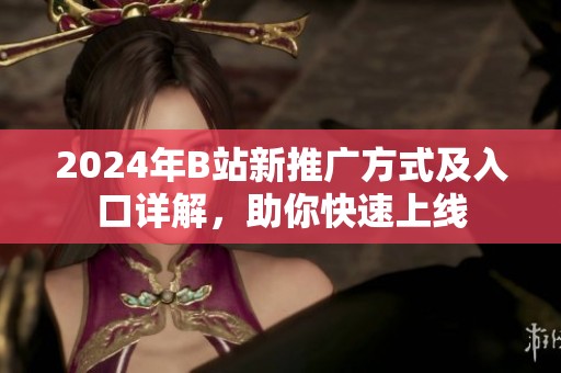 2024年B站新推广方式及入口详解，助你快速上线