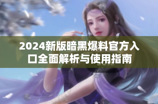 2024新版暗黑爆料官方入口全面解析与使用指南
