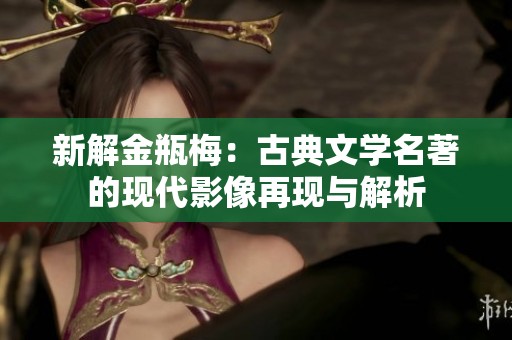 新解金瓶梅：古典文学名著的现代影像再现与解析
