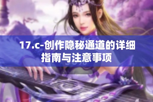 17.c-创作隐秘通道的详细指南与注意事项