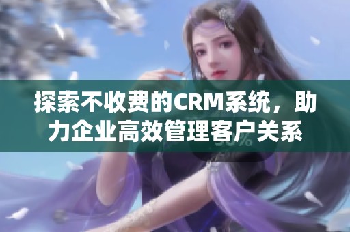 探索不收费的CRM系统，助力企业高效管理客户关系