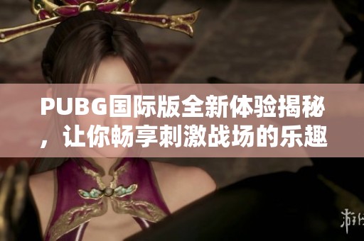 PUBG国际版全新体验揭秘，让你畅享刺激战场的乐趣