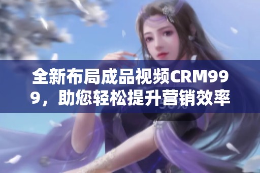 全新布局成品视频CRM999，助您轻松提升营销效率