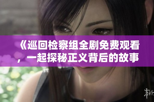 《巡回检察组全剧免费观看，一起探秘正义背后的故事》