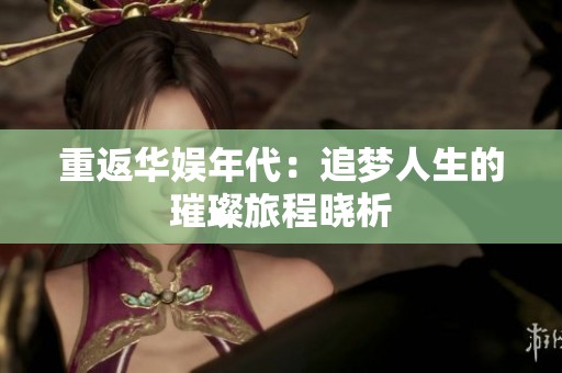 重返华娱年代：追梦人生的璀璨旅程晓析