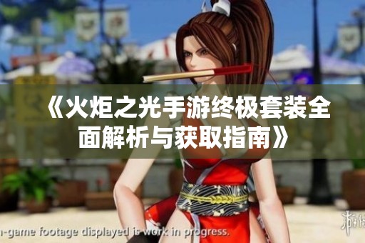 《火炬之光手游终极套装全面解析与获取指南》