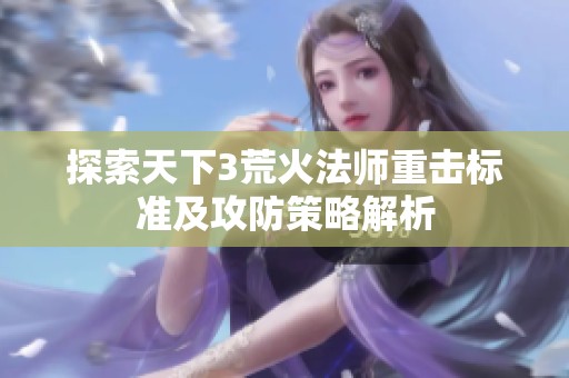 探索天下3荒火法师重击标准及攻防策略解析