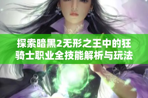 探索暗黑2无形之王中的狂骑士职业全技能解析与玩法策略