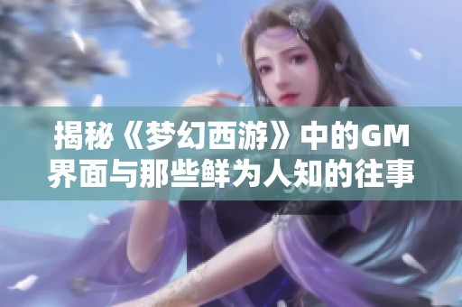 揭秘《梦幻西游》中的GM界面与那些鲜为人知的往事故事