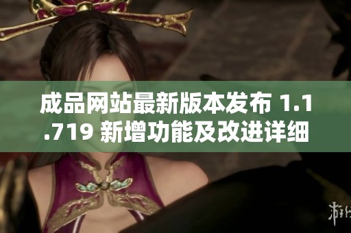 成品网站最新版本发布 1.1.719 新增功能及改进详细解析