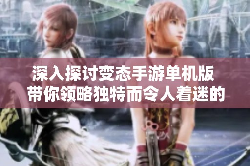 深入探讨变态手游单机版 带你领略独特而令人着迷的游戏体验