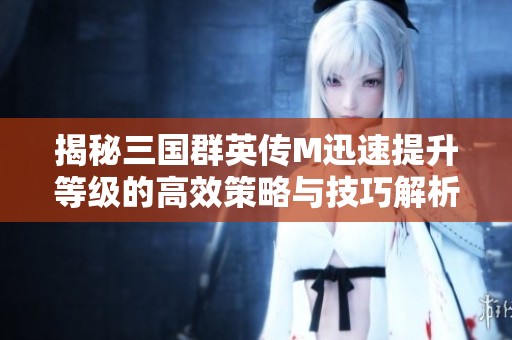 揭秘三国群英传M迅速提升等级的高效策略与技巧解析