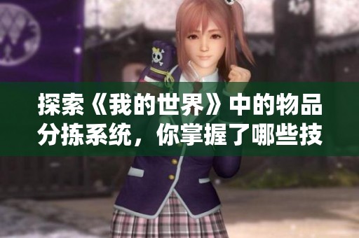探索《我的世界》中的物品分拣系统，你掌握了哪些技巧和知识呢