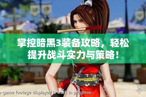 掌控暗黑3装备攻略，轻松提升战斗实力与策略！