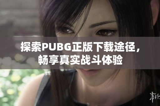 探索PUBG正版下载途径，畅享真实战斗体验